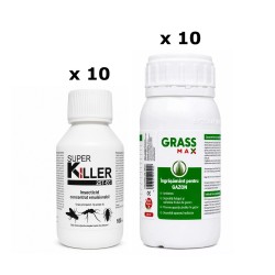 Pachet SMART-MIX 409 - Insecticid SUPER KILLER 25 T-EC 100 ml + GRASSMAX® 250 ml, Ingrasamant concentrat Gazon, 750 m²