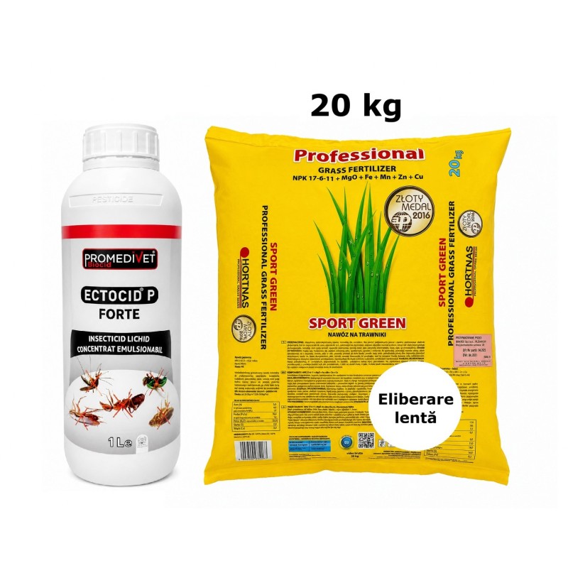 Pachet SMART-MIX 161 - Insecticid ECTOCID P FORTE 1 L + Ingrasamant Profesional Gazon SPORT GREEN, Spring & Summer 20 kg