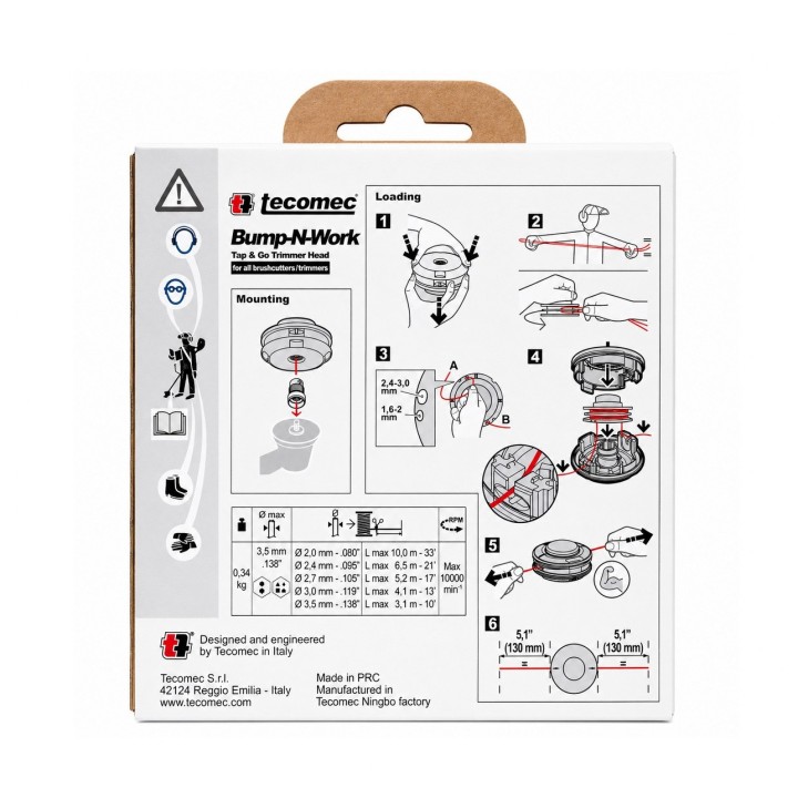 Cap motocoasa Tecomec BNW109 Tap&Go M10x1 M12x1.5 pentru motocoase benzina si acumulator