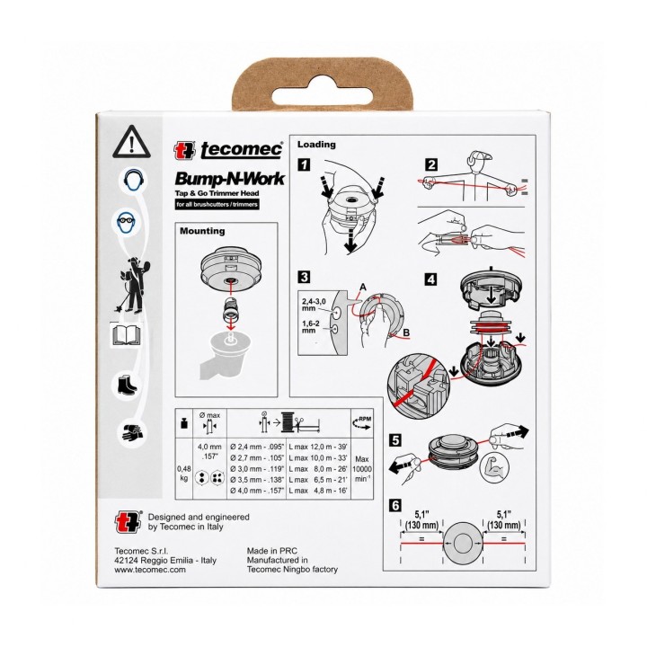 Cap motocoasa Tecomec BNW130 Tap&Go, M10x1 M12x1.5 pentru motocoase benzina