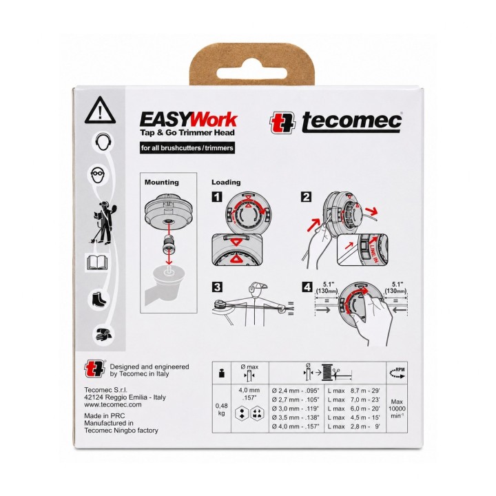 Cap motocoasa Tecomec EW130 Easy Work Tap & Go M10x1 M12x1,5 | Verdon