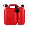 Canistră dublă TECOMEC® 5 L + 2,5 L, pentru carburant și ulei, cu compartimente separate și ștuț de turnare inclus, roșie - 5 + 2,5 L
