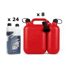 Pachet SMART-MIX 413 - Ulei amestec HUSQVARNA 2 Timpi 1 L (x 24 buc) + Canistra dubla TECOMEC 5 + 2,5 L (x 8 buc)