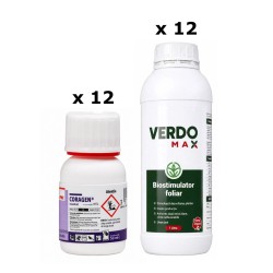 Pachet SMART-MIX 121 - Insecticid CORAGEN 50 ml x 12 buc + Biostimulator VERDOMAX 1 L x 12 buc