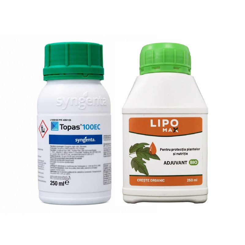 Pachet SMART-MIX 420 - Fungicid TOPAS® 100 EC, Syngenta 250 ml + Adjuvant ecologic LIPOMAX® 250 ml