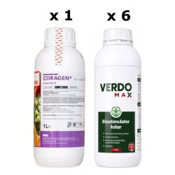 Pachet SMART-MIX 49 - Insecticid CORAGEN® FMC 1 Litru + Biostimulator VERDOMAX® 1 Litru (x 6 buc)