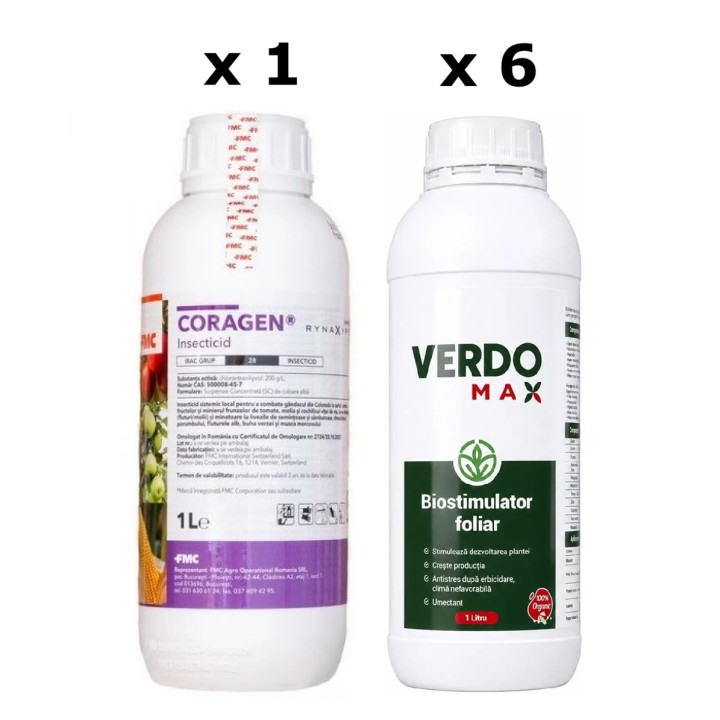 Pachet SMART-MIX 49 - CORAGEN 1 Litru + Biostimulator VERDOMAX 6 Litri