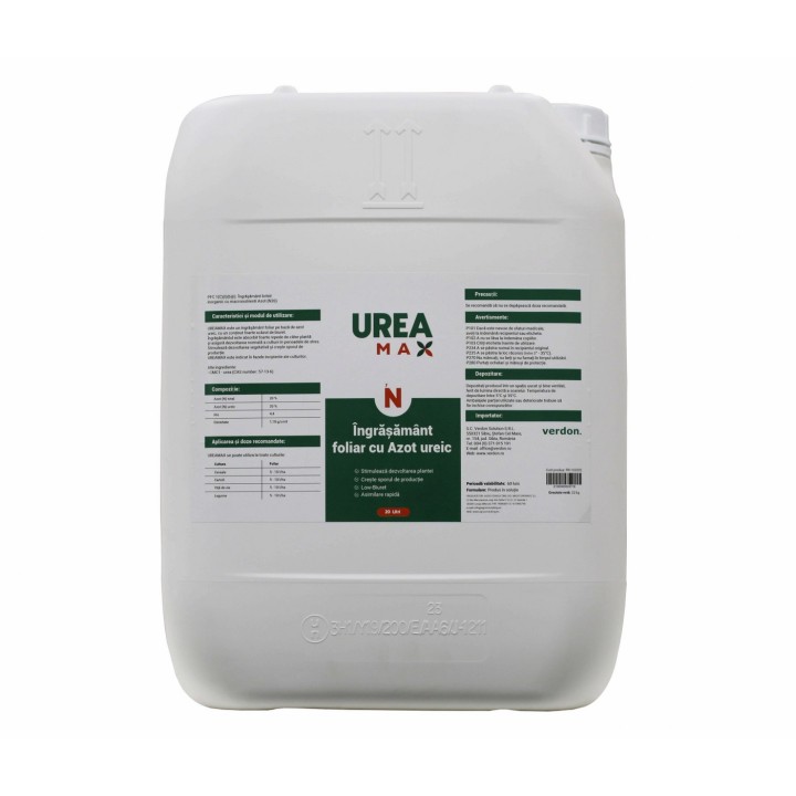 UREAMAX 20 L Ingrasamant Foliar cu Azot Ureic 20% pentru Porumb, Cereale, Legume, Pomi si Vita de Vie