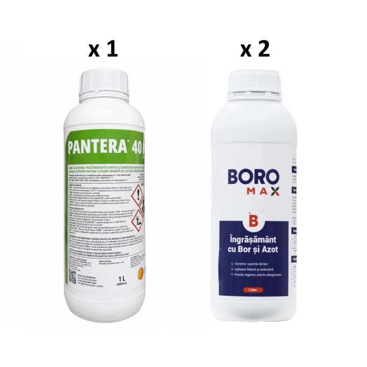 Pachet SMART-MIX 423 - Erbicid PANTERA 40 EC, UPL - 1 Litru + Ingrasamant foliar cu bor si azot BOROMAX - 1 Litru (x 2 buc)