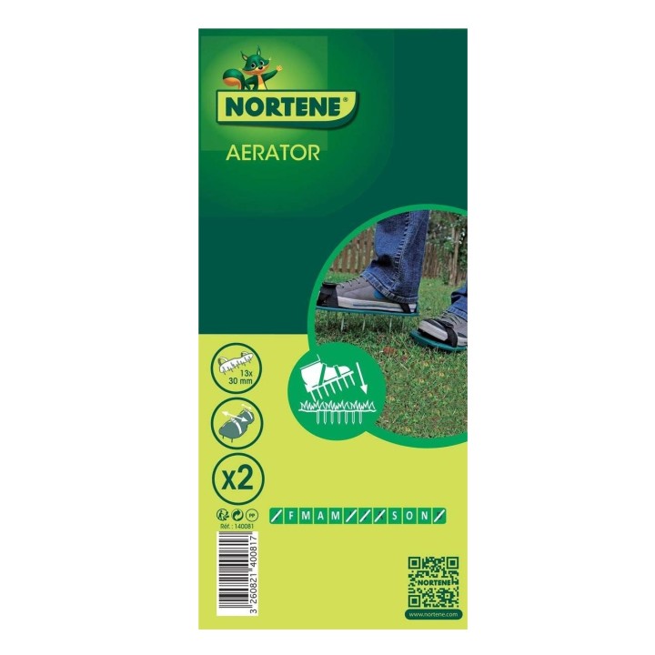 Set 2 Talpici aeratoare gazon Nortene® | 13 Tepi x 30 mm metalici pentru aerisirea gazonului