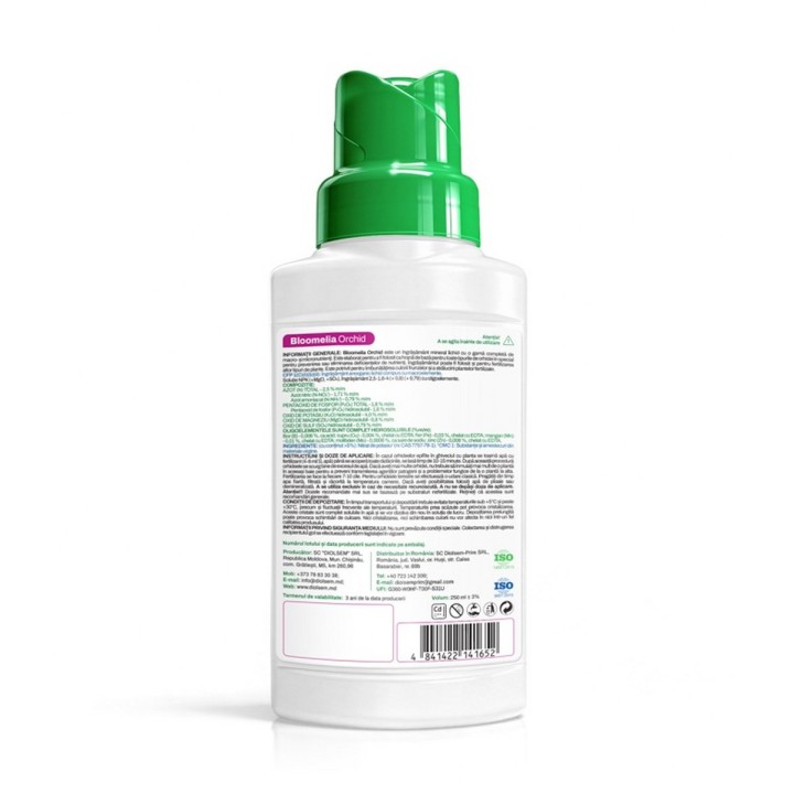 BLOOMELIA ORCHID 250 ml - Ingrasamant lichid pentru Orhidee, Ingrasamant mineral cu macro si micronutrienti, Culori Intense