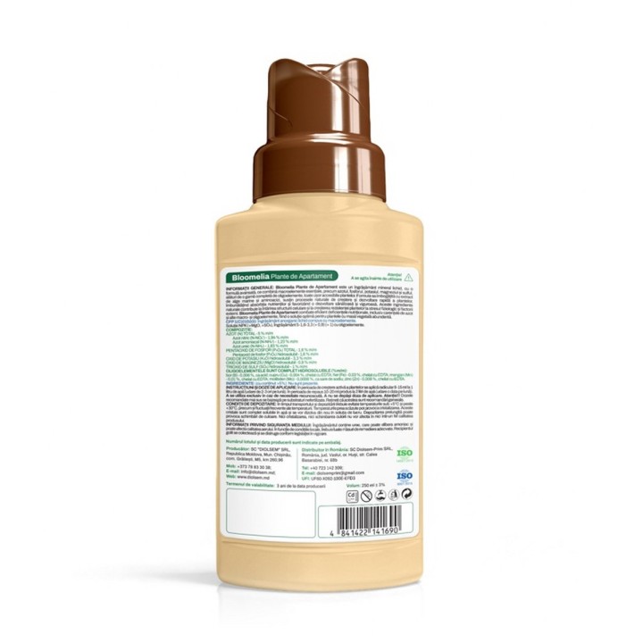 BLOOMELIA Plante de Apartament 250 ml - Ingrasamant lichid pentru plante de interior, cu alge marine, aminoacizi si microelement