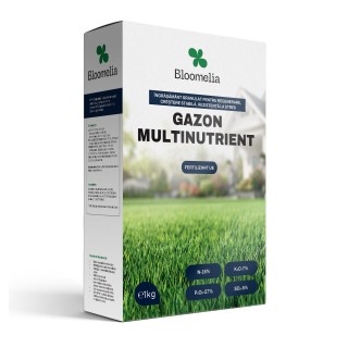BLOOMELIA GAZON MULTINUTRIENT - 1 kg, Ingrasamant granulat NPK pentru gazon des, verde intens si crestere uniforma