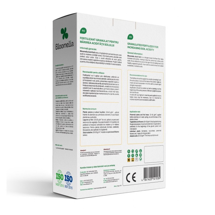 BLOOMELIA ACID SOIL - 1 kg, Ingrasamant granulat pentru marire aciditate sol, plante acidofile si soluri alcaline