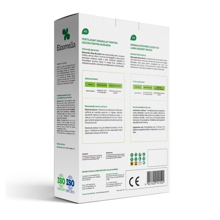BLOOMELIA STOP BURUIENI - 1 kg, Ingrasamant granulat pentru gazon, crestere rapida si reducerea buruienilor