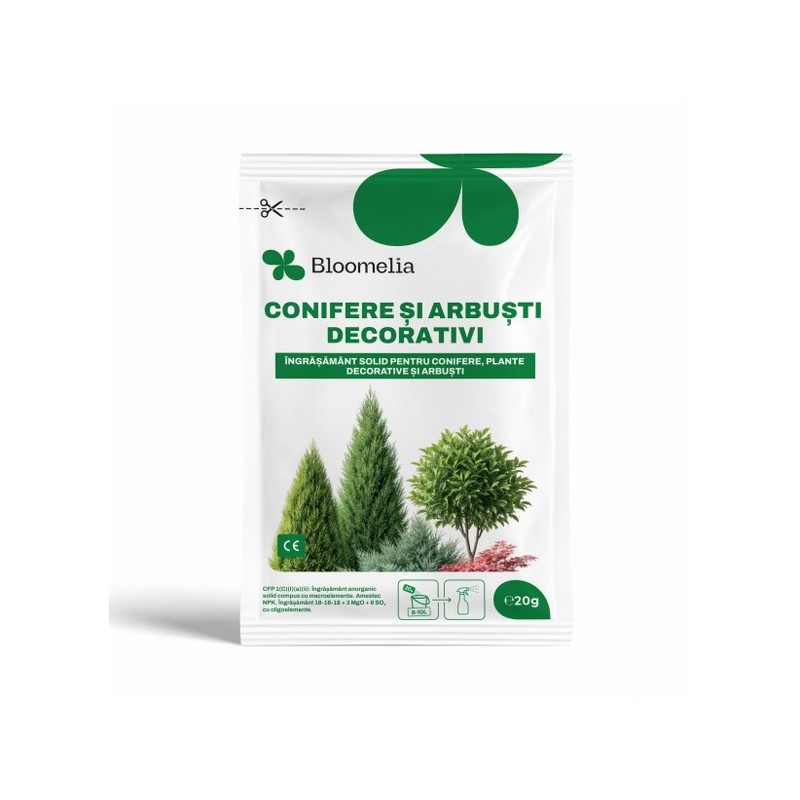 BLOOMELIA CONIFERE, ARBUSTI DECORATIVI - 20 gr - Ingrasamant hidrosolubil NPK 18-18-18 cu magneziu si microelemente
