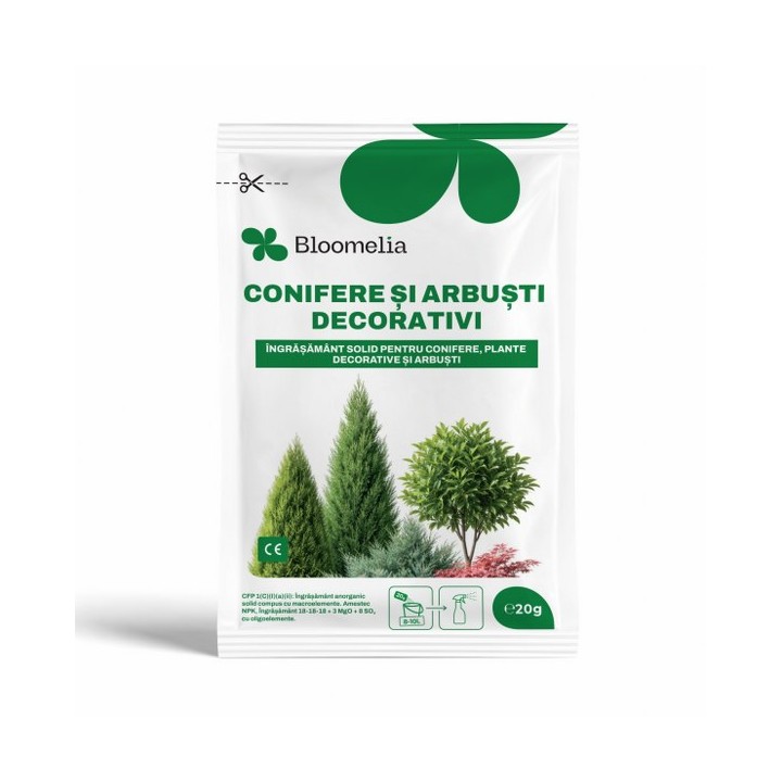 BLOOMELIA CONIFERE, ARBUSTI DECORATIVI - 20 gr - Ingrasamant hidrosolubil NPK 18-18-18 cu magneziu si microelemente