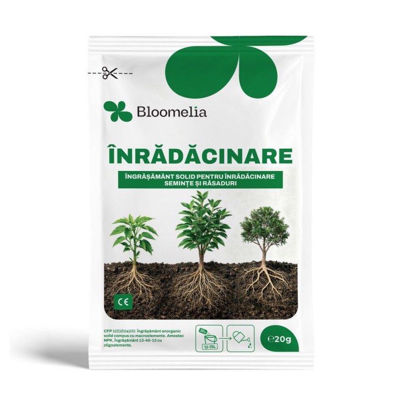 BLOOMELIA Inradacinare 20 gr - Ingrasamant hidrosolubil pentru rasaduri, butasi si puieti, stimuleaza dezvoltarea radacinilor