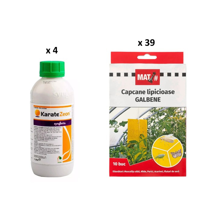 Pachet SMART-MIX 433 - KARATE ZEON® 1 L - Insecticid (x 4 buc) + Capcane lipicioase galbene MAT - set 10 placi (x 39 buc)
