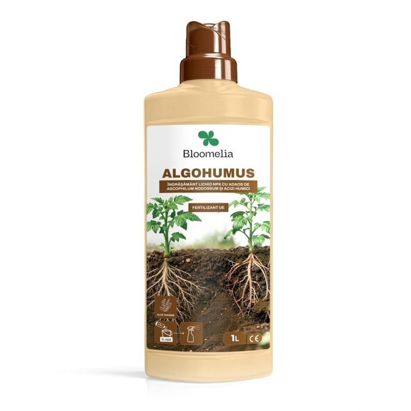 BLOOMELIA ALGOHUMUS - 1 L, Biostimulator organic, Acizi humici, Fulvici, Alge marine Ascophyllum nodosum si NPK