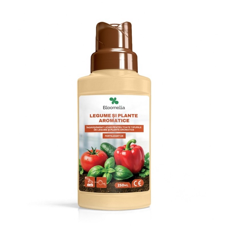 BLOOMELIA LEGUME SI PLANTE AROMATICE - 250 ml, Ingrasamant organic lichid u acizi humici si fulvici, NPK si oligoelemente pentru