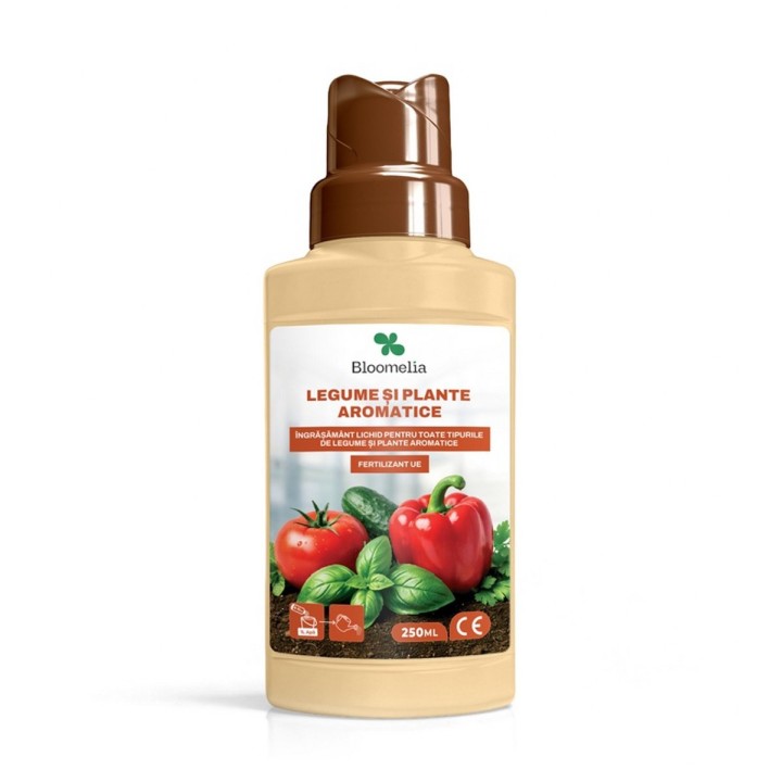 BLOOMELIA LEGUME SI PLANTE AROMATICE - 250 ml, Ingrasamant organic lichid u acizi humici si fulvici, NPK si oligoelemente pentru