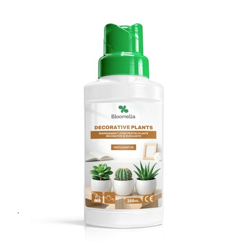 BLOOMELIA DECORATIVE PLANTS 250 ml - Ingrasamant mineral lichid pentru plante decorative si suculente, NPK cu magneziu, sulf si