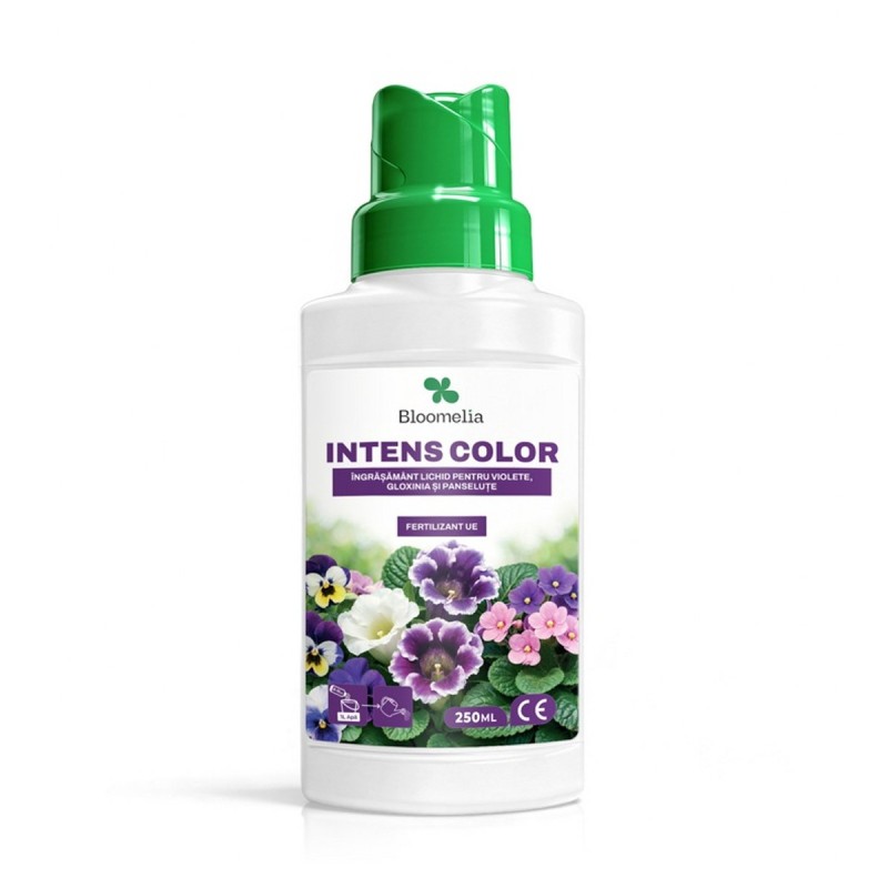 BLOOMELIA INTENS COLOR 250 ml - Ingrasamant Mineral Lichid pentru Violete si Plante cu Flori, Culori Intense, Formula NPK cu Mic