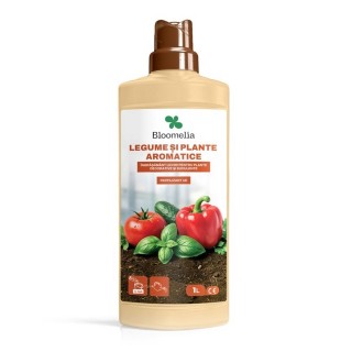 BLOOMELIA LEGUME SI PLANTE AROMATICE - 1 L, Ingrasamant organic lichid u acizi humici si fulvici, NPK si oligoelemente pentru cr