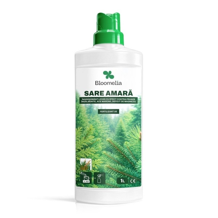 BLOOMELIA SARE AMARA - 1 L, Ingrasamant lichid cu Magneziu si Sulf pentru Conifere, Gazon, Legume si Pomi
