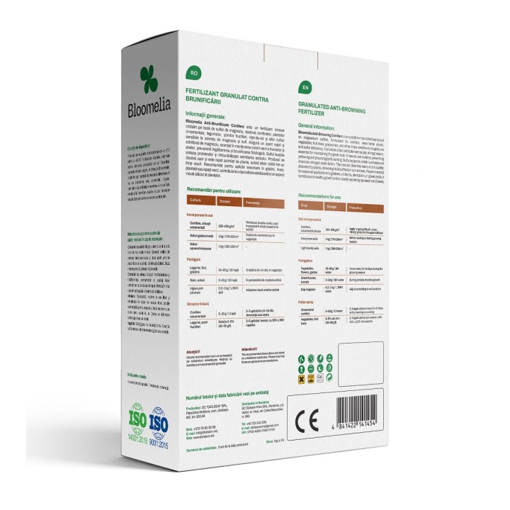 BLOOMELIA Anti Brunificare Conifere 1 kg - Ingrasamant granulat cu Sulfat de Magneziu pentru prevenirea ingalbenirii si brunific