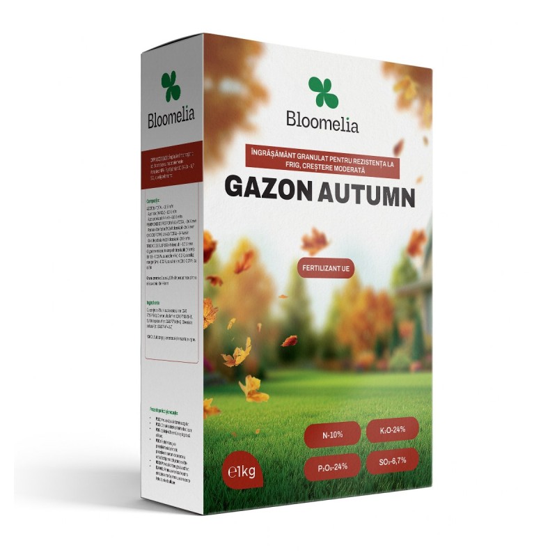 BLOOMELIA GAZON AUTUMN - 1 kg, Ingrasamant granulat gazon pentru toamna - rezistenta la frig, crestere moderata, NPK 10-24-24 +