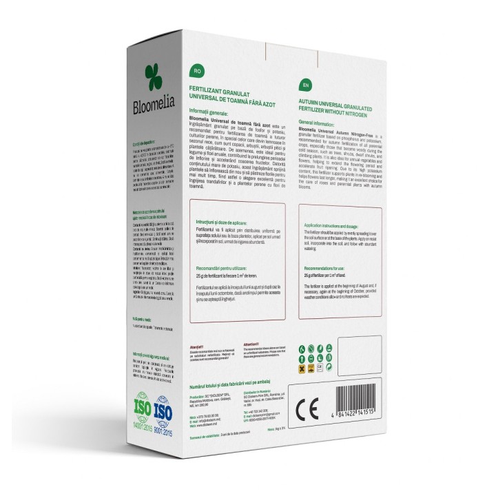 BLOOMELIA UNIVERSAL TOAMNA 1 kg - Ingrasamant granulat universal fara azot, PK 0-16-30, pentru pomi, arbusti, trandafiri, flori