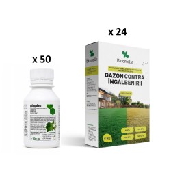 Pachet SMART-MIX 437 - GLYPHO® - 100 ml (x 50 buc) + BLOOMELIA GAZON CONTRA INGALBENIRII - 1 kg (x 24 buc)