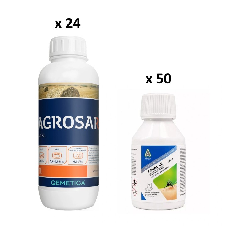 Pachet SMART-MIX 440 - FOVAL® CE 100 ml (x 50 buc) + AGROSAR 360 SL® - 1 Litru (x 24 buc)