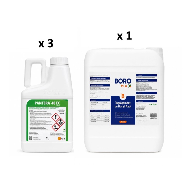 Pachet SMART-MIX 441 - PANTERA 40 EC, UPL ® - 5 Litri (x 3 buc) + BOROMAX® - 20 Litri, 10 Ha