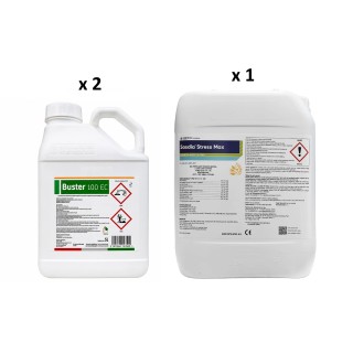 Pachet SMART-MIX 443 - Erbicid BUSTER 100 EC® - 5 Litri (x 2 buc) + Biostimulator SOSDIA STRESS MAX® - 10 Litri