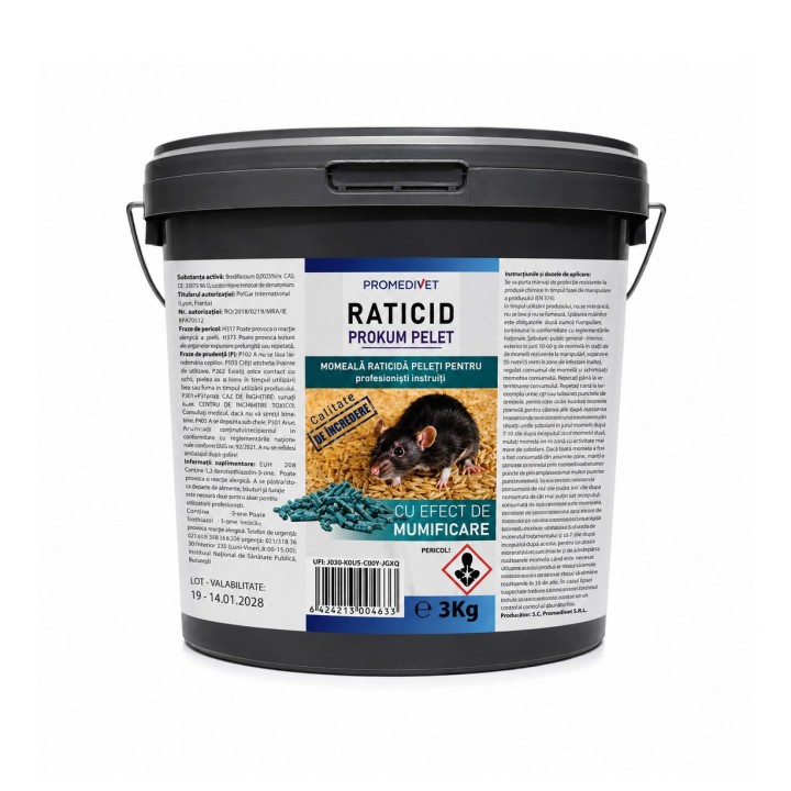 Raticid PROKUM PELET - galeata 3 kg