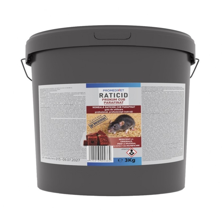 Raticid PROKUM Cub Parafinat 3 kg Brodifacoum | Promedivet