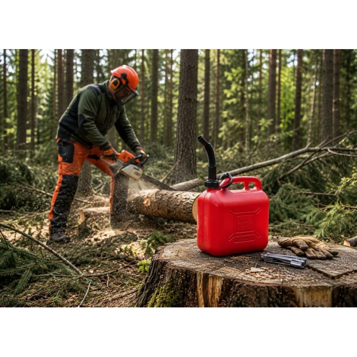Canistra TECOMEC® 10 L cu Stut Flexibil - Recipient Combustibil pentru Motocoasa si Drujba