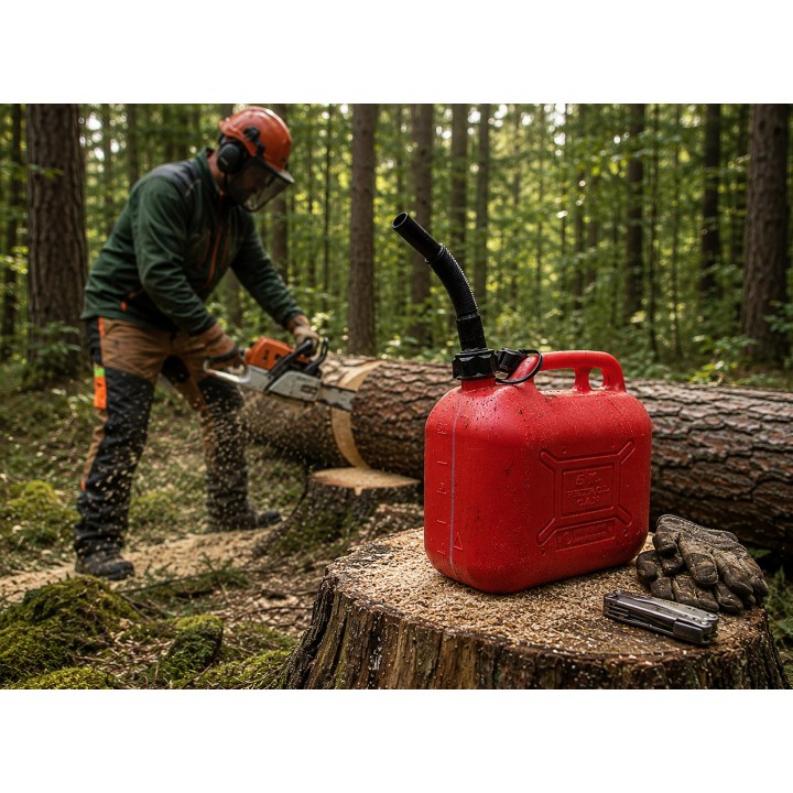 Canistra TECOMEC® 5 L cu Stut Flexibil - Recipient Combustibil pentru Motocoasa si Drujba