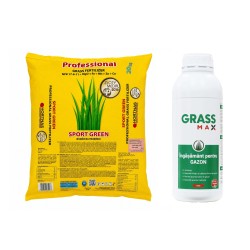 Pachet SMART-MIX 448 - Ingrasamant Gazon SPORT GREEN, Spring & Summer 20 kg + GRASSMAX® - Ingrasamant foliar Gazon, 1 Litru