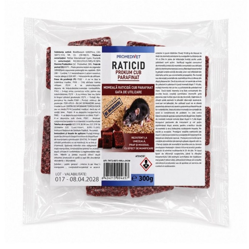 Raticid PROKUM CUB PARAFINAT - punga 300 g