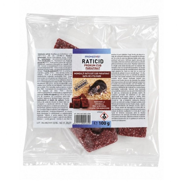 Raticid PROKUM Cub Parafinat 150 g Brodifacoum | Promedivet