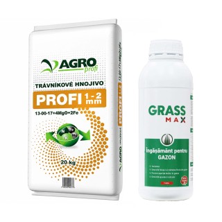 Pachet SMART-MIX 450 - Ingrasamant Gazon AGRO PROFI AUTUMN - 20 kg + GRASSMAX® - Ingrasamant foliar pentru Gazon, 1 Litru