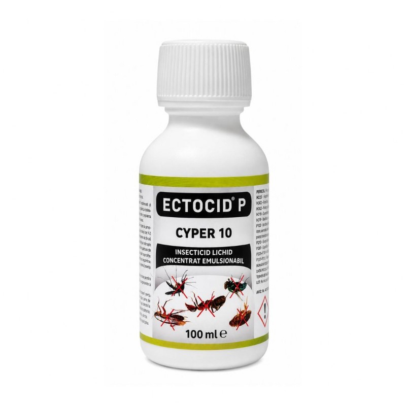 Insecticid ECTOCID P Cyper 10 Promedivet, concentrat cu 10% Cypermetrin pentru muște și gândaci, 100 ml