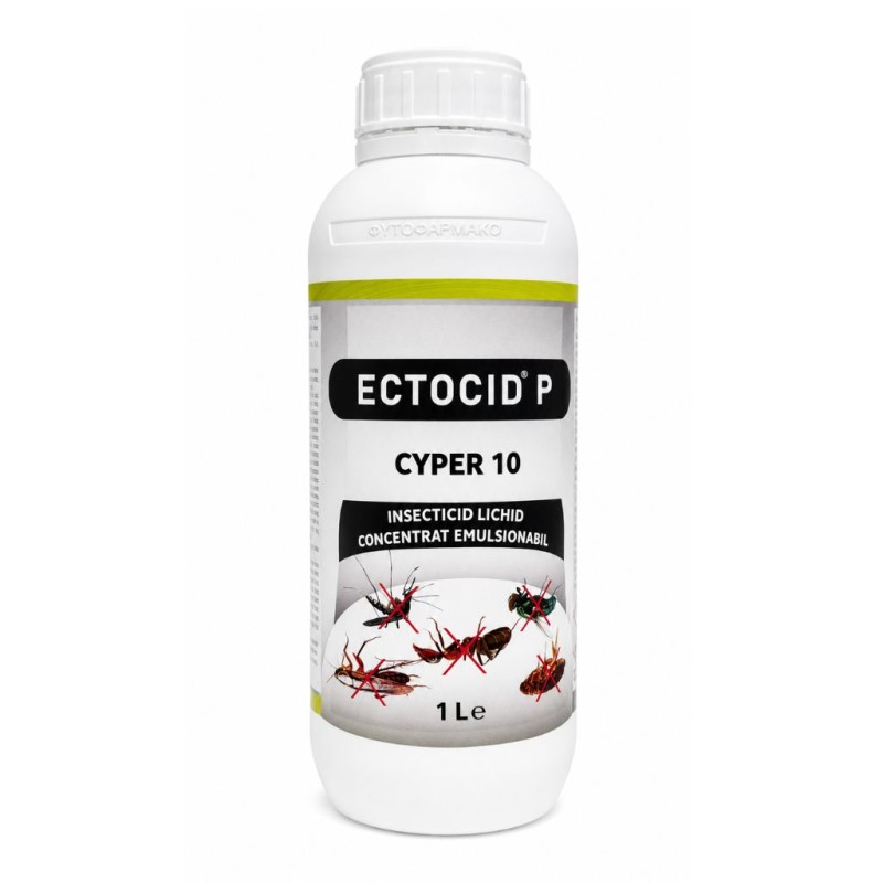 Insecticid ECTOCID® P Cyper 10 - 1 Litru, Concentrat emulsionabil, Muste, Tantari, Furnici, Gandaci, Purici, Molii, Plosnite