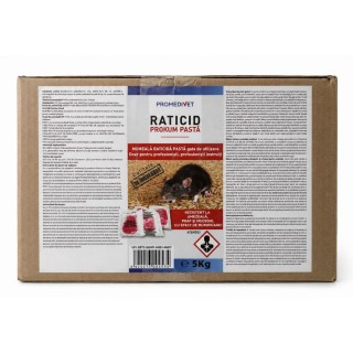 Raticid PROKUM PASTA cutie 5 kg, Promedivet, momeală cu Brodifacoum 0,0025%, pentru șoareci și șobolani