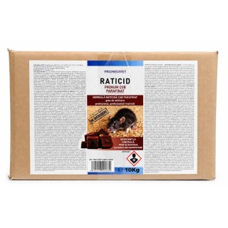 Raticid PROKUM Cub Parafinat Cutie 10 kg, Promedivet, cu Brodifacoum 0,0025%, pentru Șobolani și Șoareci