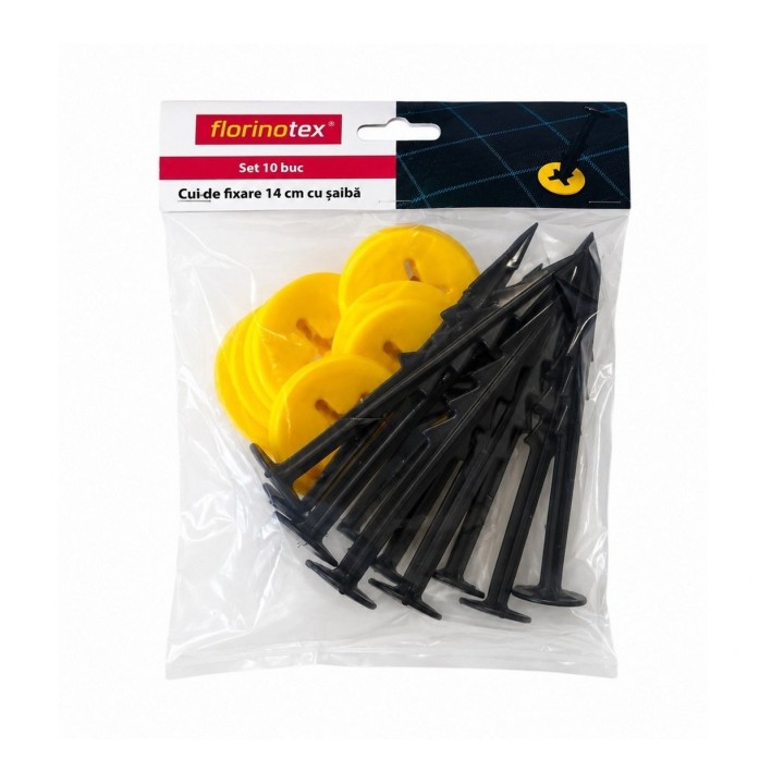 Cuie de fixare în Pământ 14 cm, cu Șaibă - Set 10 buc, Florinotex